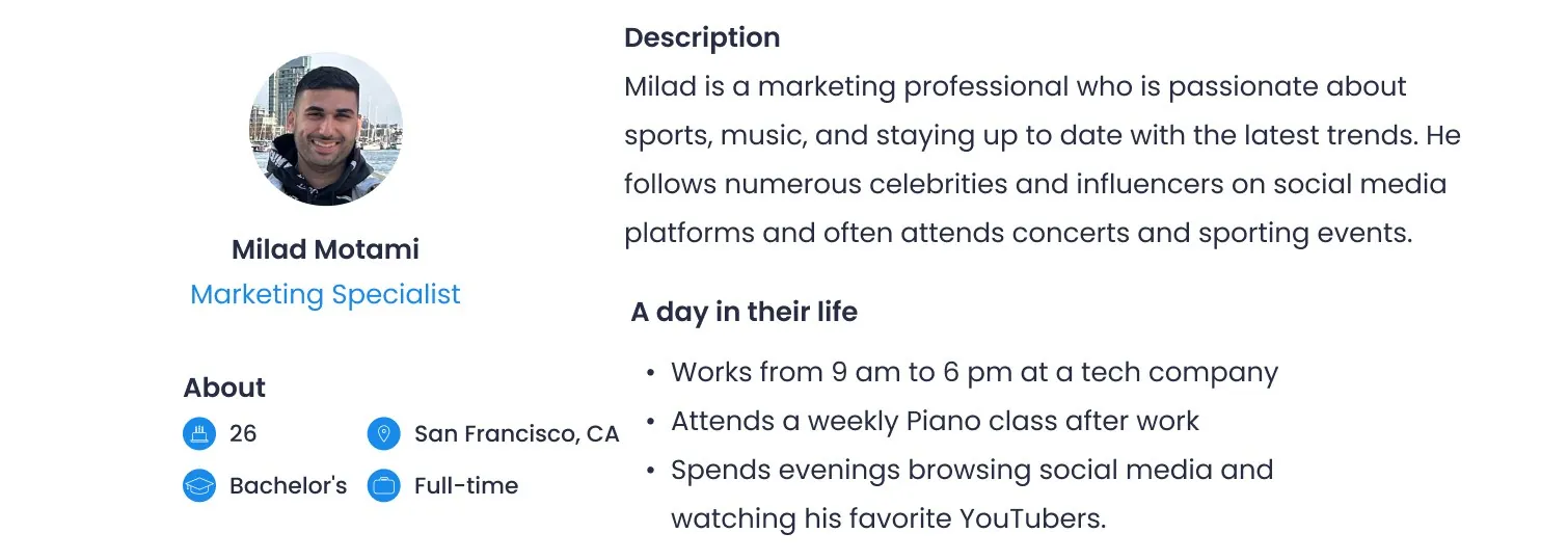 Fan persona: Milad Motami, 26, marketing specialist.